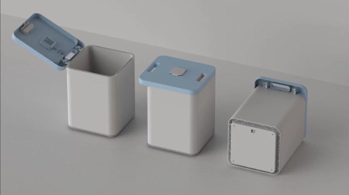 產品設計師3D打印智能垃圾桶原型減少食物浪費