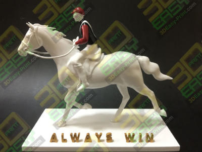 3D 立體打印 PLA (白色)物料 完成品50  騎師與馬枱座 